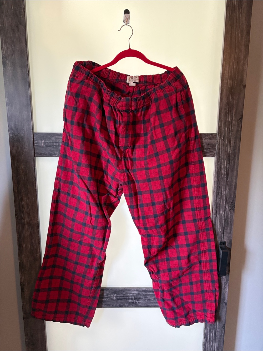 Filson Red and Black Plaid Flannel Pants